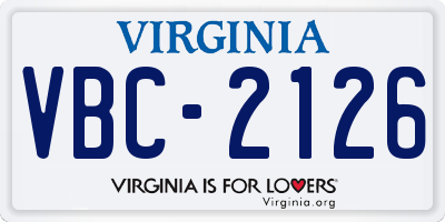 VA license plate VBC2126