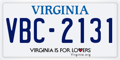 VA license plate VBC2131