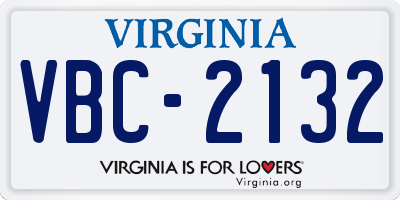 VA license plate VBC2132