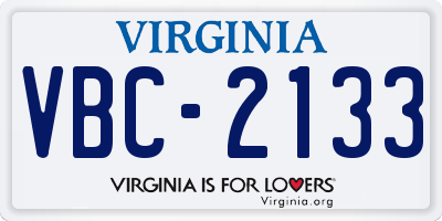 VA license plate VBC2133