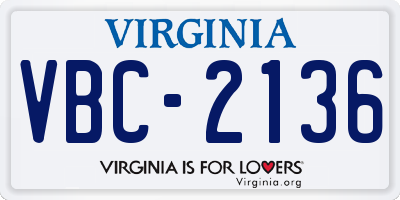 VA license plate VBC2136