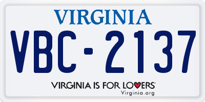 VA license plate VBC2137