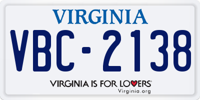VA license plate VBC2138