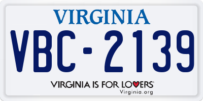 VA license plate VBC2139