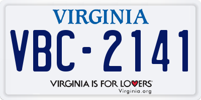 VA license plate VBC2141