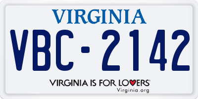 VA license plate VBC2142