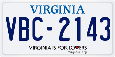 VA license plate VBC2143