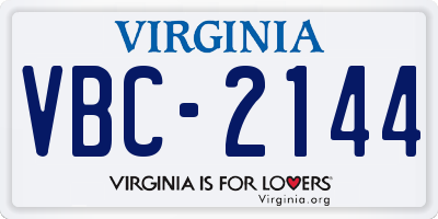 VA license plate VBC2144