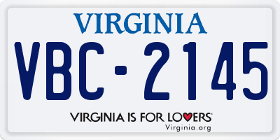 VA license plate VBC2145