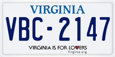 VA license plate VBC2147