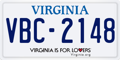 VA license plate VBC2148