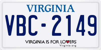 VA license plate VBC2149