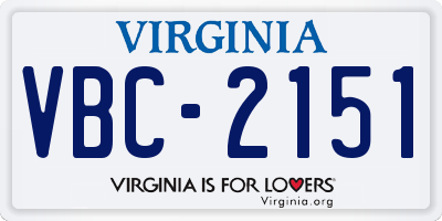 VA license plate VBC2151