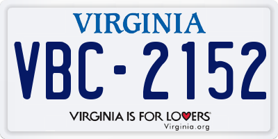 VA license plate VBC2152