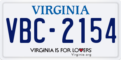 VA license plate VBC2154