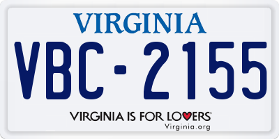 VA license plate VBC2155