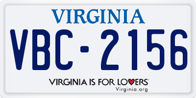 VA license plate VBC2156