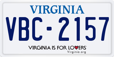 VA license plate VBC2157