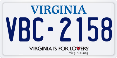 VA license plate VBC2158