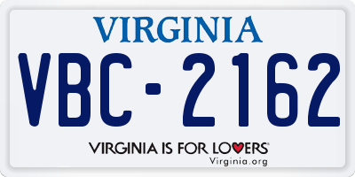 VA license plate VBC2162