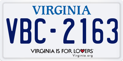 VA license plate VBC2163