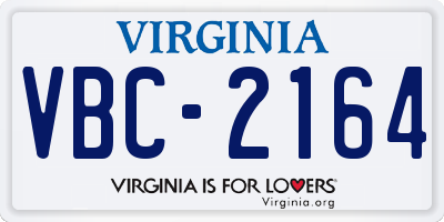 VA license plate VBC2164