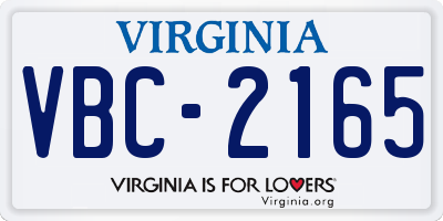 VA license plate VBC2165