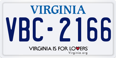 VA license plate VBC2166