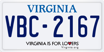 VA license plate VBC2167