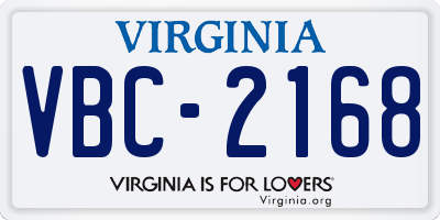 VA license plate VBC2168