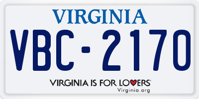 VA license plate VBC2170