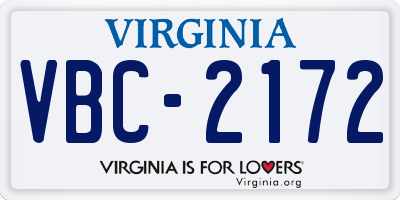 VA license plate VBC2172