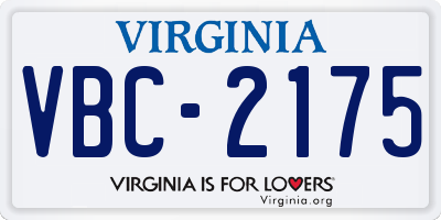 VA license plate VBC2175