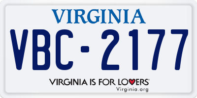 VA license plate VBC2177