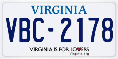 VA license plate VBC2178