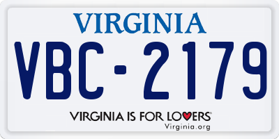 VA license plate VBC2179
