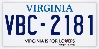 VA license plate VBC2181
