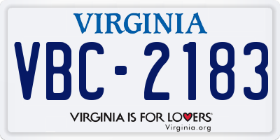 VA license plate VBC2183