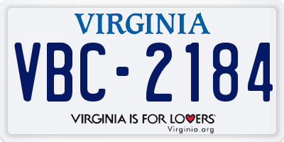 VA license plate VBC2184