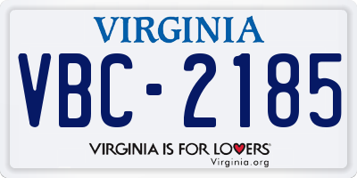 VA license plate VBC2185