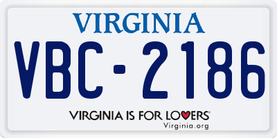 VA license plate VBC2186