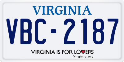 VA license plate VBC2187