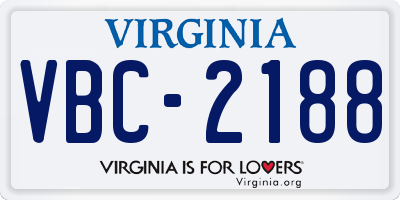 VA license plate VBC2188