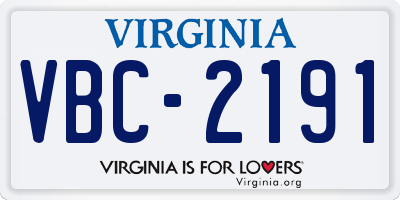 VA license plate VBC2191
