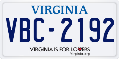VA license plate VBC2192
