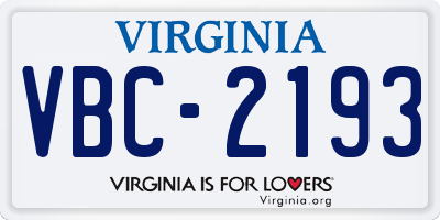 VA license plate VBC2193