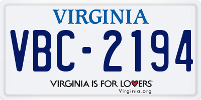 VA license plate VBC2194