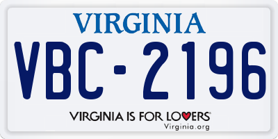 VA license plate VBC2196