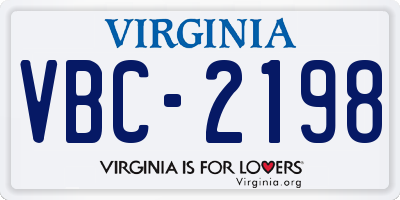 VA license plate VBC2198