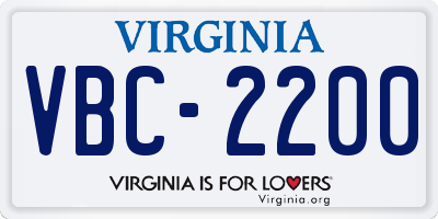 VA license plate VBC2200